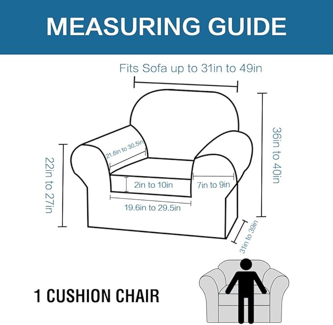 H.VERSAILTEX Rich Velvet Stretch 2 Piece Cover Chair Slipcover Sofa Cover Furniture Protector Couch Soft with Elastic Bottom Chair Couch Cover with Arms Width Up to 49 Inch(Chair, Caramel Cafe)