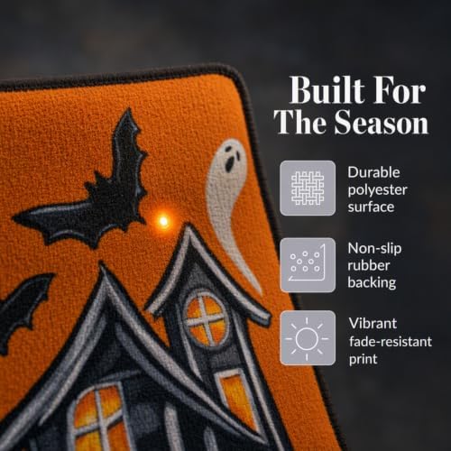 Mud Pie Light Up Halloween Doormat With Sound, Spooky Halloween Welcome Mat