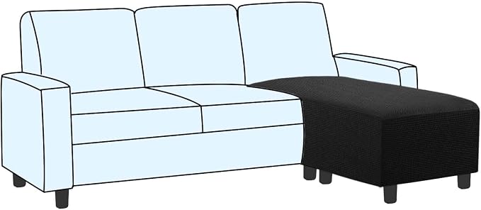 H.VERSAILTEX Ottoman and Sofa Seat Cushion Combined Cover Slipcover Rectangle Sofa Slipcover Fit Length 56'-75' Suitable for L Shaped Seat Cushion Cover or Chaise Part Cover Stretch Thick Soft - Black