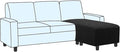 H.VERSAILTEX Ottoman and Sofa Seat Cushion Combined Cover Slipcover Rectangle Sofa Slipcover Fit Length 56'-75' Suitable for L Shaped Seat Cushion Cover or Chaise Part Cover Stretch Thick Soft - Black