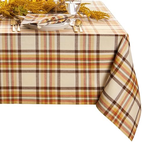 Threadmade Russet Harvest Woven Plaid Tablecloth, Multicolor - 60"W x 102"L by ElreneHomeFashions