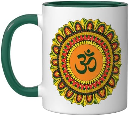 Zen Ideas Om Ohm Aum Symbol Spiritual Yoga Mandala Ceramic Mug, Dark Green/White, 11oz by Unknown