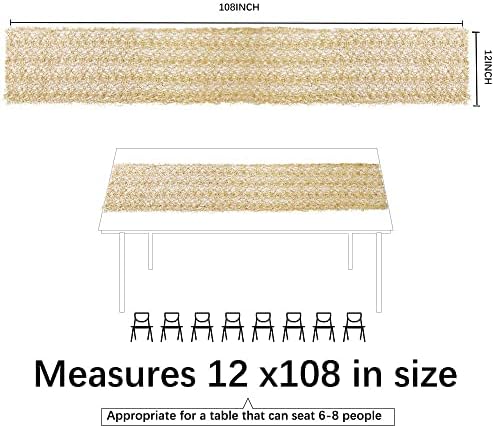 B-COOL 6 Packs Gold Sequin Table Runner Spider Cobweb Mesh Table Runners 12x108inch Runner for Christmas Birthday Wedding Banquet Thanksgiving Party Decoration - Image 5