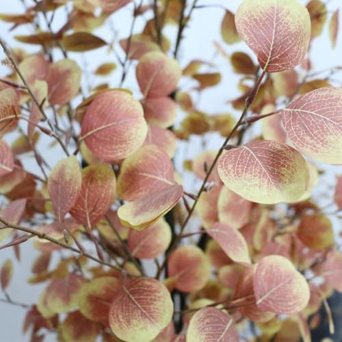 Artificial Eucalyptus Tree in Pot Realistic Fake Fall Plant for Home Office Decor, Thanksgiving Autumn Silk Leaves Faux Tree for Party Decoration - Image 5