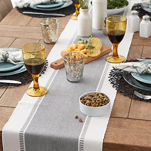 DII Dobby Stripe Table Runner, 13x108 Cool Gray & Cream Background - Image 5