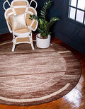 Unique Loom Autumn Collection Modern Contemporary Casual Abstract Area Rug (Brown/ Beige Border, 3 ft 3 in Round) by UniqueLoom