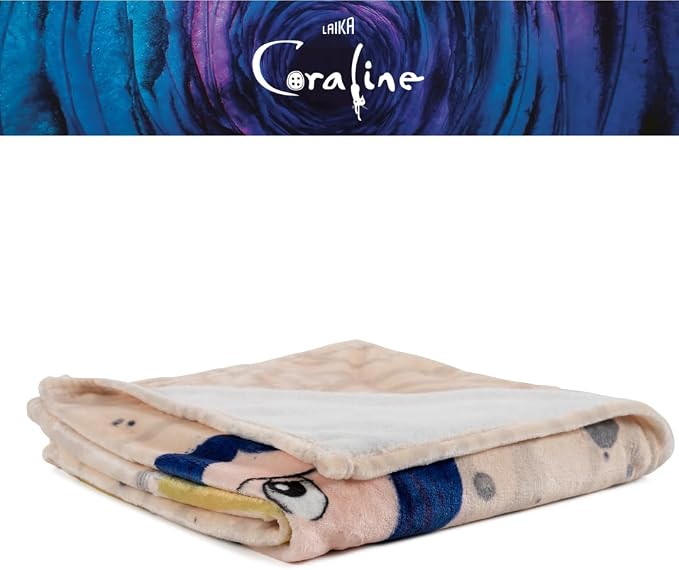 Coraline Button Eyes Bedding Super Soft Cozy Plush Throw, 46 in x 60 in, (Officially Licensed Product) by Franco