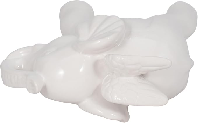 Sagebrook Home Ceramic 7" Elephant Angel Figurine, White