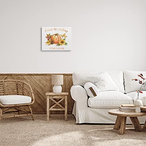 Stupell Industries Leaves Falling Autumn Calling Sentiment Pumpkin Pinecone Sunflower - Image 3