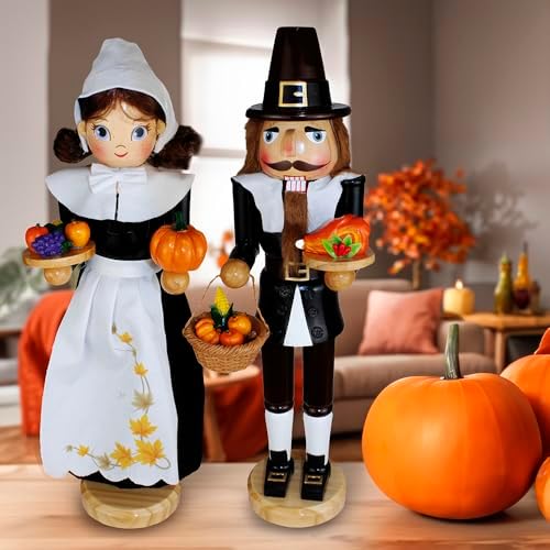 Kurt Adler 15 Inch Pilgrim Man & Woman Nutcracker 2 Piece Set - Image 7