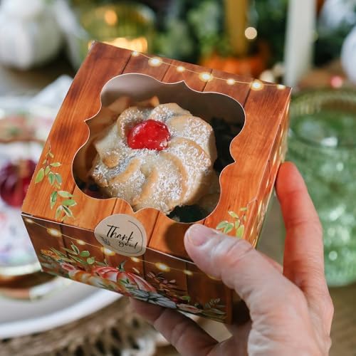 Fall Cookie Boxes with Window and Decorative Seal Sticker (Set of 30), Treat Boxes For Desserts, Party Favors For Guests - Image 4