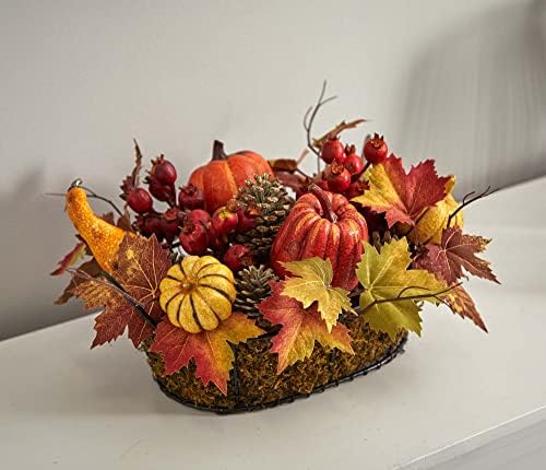 Nearly Natural 17" Fall Harvest Pumpkins and Berries Artificial Arrangement - Image 5