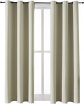 ChrisDowa Grommet Room Darkening Curtains for Bedroom and Living Room - 2 Panels Set Thermal Insulated Blackout Curtains (Beige, 38W x 54L)
