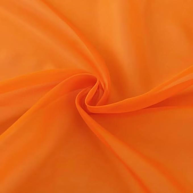 SpaceDresser Basic Rod Pocket Sheer Voile Window Curtain Panels White 1 Pair 2 Panels 38 Width 45 Inch Long for Kitchen Bedroom Children Living Room Yard(Orange,38 W x 45 L)