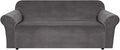 H.VERSAILTEX Stretch Velvet Sofa Covers for 3 Cushion Couch Covers Sofa Slipcovers Furniture Protector Soft with Non Slip Elastic Bottom, Crafted from Thick Comfy Rich Velour (Sofa 72"-90", Gray)