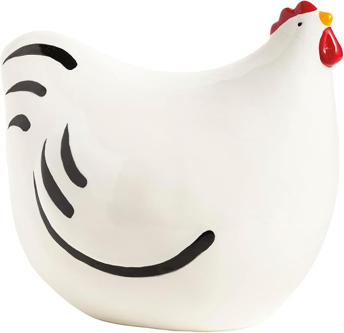 Mud Pie White Large Stoneware Chicken Sitter
