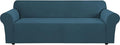 H.VERSAILTEX Stretch Sofa Covers 4 Seater Sofa Slipcovers for Living Room Feature Thick Checked Jacquard Fabric with Elastic Bottom, Sofa X-Large - Deep Teal