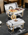 VEVOR Chafing Dish Buffet Set,8 Qt 2 Pack, Stainless Steel Chafer with 4 Half Size Pans, Rectangle Catering Warmer Server with Glass Lid Water Pan Folding Stand Fuel Holder, for Wedding Party Banquet by VEVOR