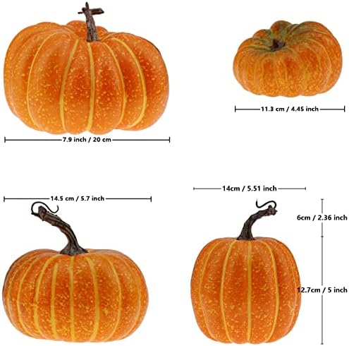 Gresorth 4 Pcs Various Styles Fake Pumpkins Artificial Halloween Decoration - Image 2