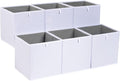 Amazon Basics Collapsible Closet Organizer Cube Storage Bins, Space-Saving Storage Baskets for Shelves, White, 10.5x10.5x11", 6-Pack
