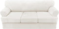H.VERSAILTEX Sofa Cover 4 Piece T Cushion Sofa Slipcovers Thick Velvet Couch Cover Stretch T Cushion Sofa Covers for 3 Cushion Couch with 3 Individual T Cushion Covers, Porcelain White