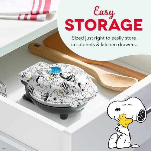 Peanuts x Dash Snoopy Mini Waffle Maker, Ceramic Nonstick Surface, White - Image 4