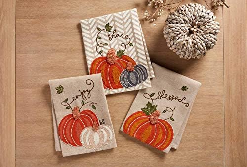 Mud Pie Blessed Embroidered Pumpkin Towel, 21" x 14" - Image 4