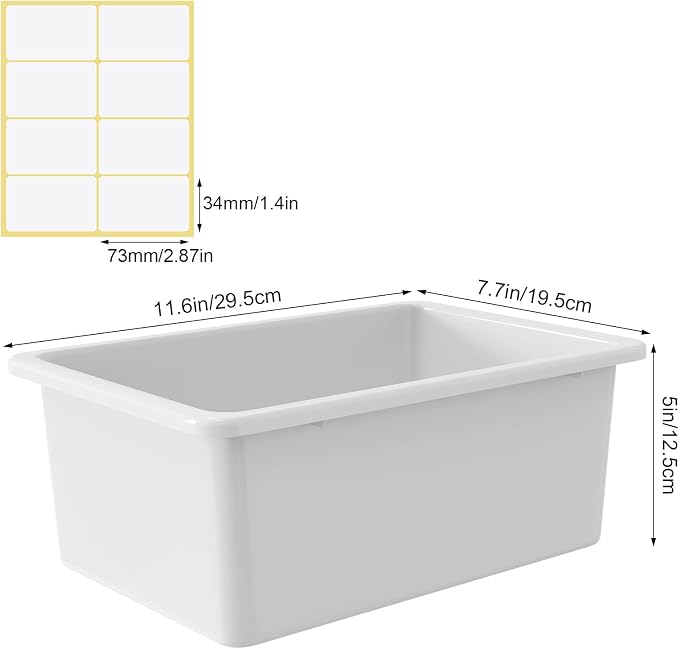 Zonon 12 Pcs Plastic Cubby Storage Bin Back to School Classroom Cubby Organization Storage Container with 1 Pack Self Adhesive Label for Office School Library(White Color,11.61 x 7.68 x 4.92)