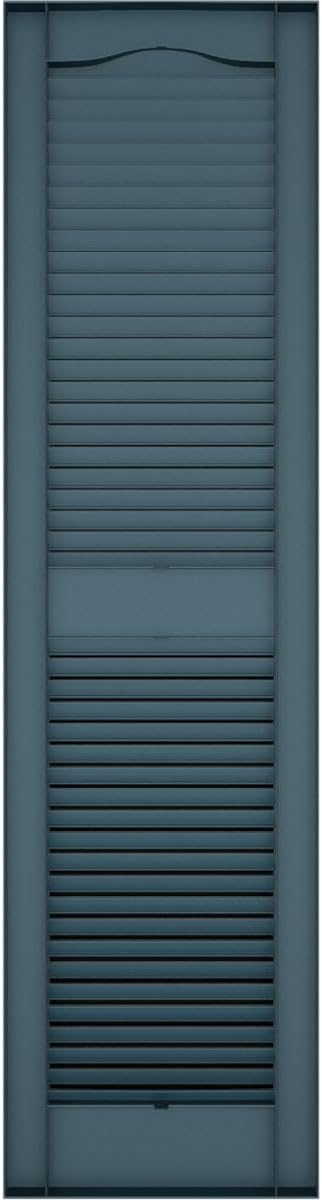 Ekena Millwork Lifetime Vinyl LL1S12X03600MB Standard Cathedral Top Center Mullion, Open Louver Vinyl Shutters, w/Installation Shutter-Lok's & Matching Screws (Per Pair), 12"W x 36"H, Midnight Blue