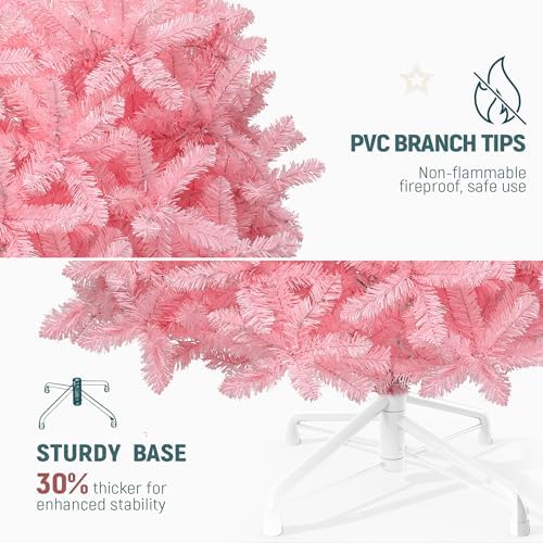 YITAHOME 7.5ft Prelit Pink Artificial Christmas Tree with Warm-White Lights - Image 6