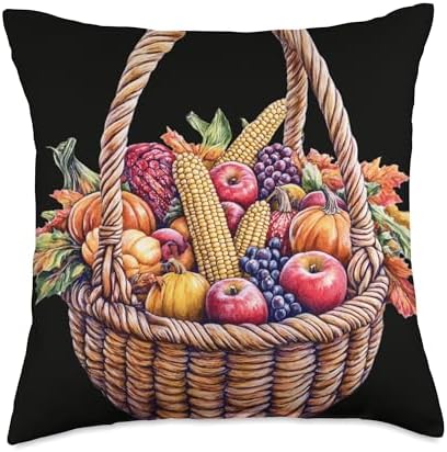 Thanksgiving Harvest Basket Fall Celebration Throw Pillow by Unknown