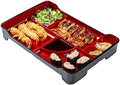 Restaurantware 5-Compartment Bento Plate, Black and Red, 14 x 9 In, 1 Ct by Restaurantware