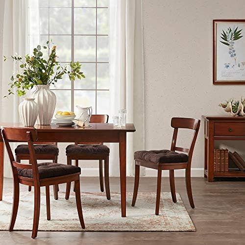 Sweet Home Collection Chair Cushion Crushed Memory Foam Pads Premium Slip Non Skid Microdot Rubber Back Tufted 16" x 16" x 3.25" Thick Seat Cover, 6 Pack, Chocolate Brown - Image 5