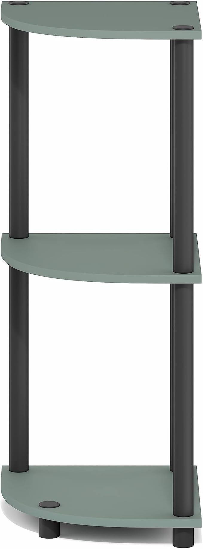 Furinno Turn-N-Tube Corner Shelf, 3-Tier Corner Bookshelf, Display Storage Shelves with Open Shelves, for Organization and Storage, Living Room, Home Office, Garage, Sage Green