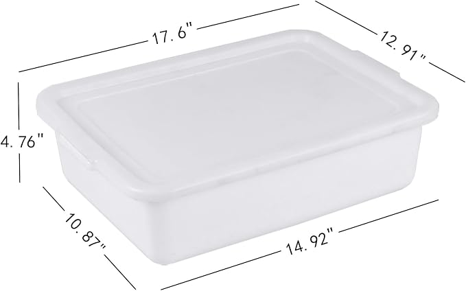 3-Pack 13 L Plastic Commercial Bus Tub with Lid, Restaurant Dish Tub | White