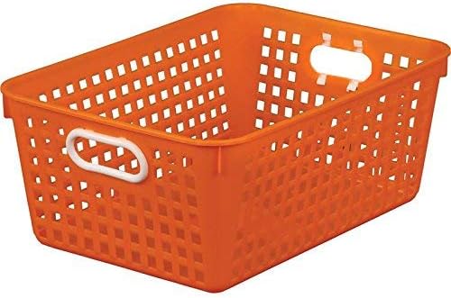 Really Good Stuff Large Plastic Storage Baskets with Handles - 6 Pack | 13.75" x 9.75" x 5", Neon Group Colors, for Books & Supplies, Organize Classroom & Home