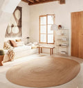 Craft Trade 6x9 Ft Large Oval Jute Rug - Natural Braided & Reversible Area Rug - Eco-Friendly Handwoven Natural Fiber Carpet for Home Interior Decor