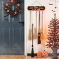 Glitzhome 42”H Halloween Porch Decoration Broom Parking Sign with 5 Wooden Witches Brooms, Please Check Your Brooms at the Door Porch Decor, Cute Hocus Pocus Hanging Decoration for Front Porch Wall by Glitzhome