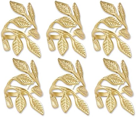 DII Christmas Thanksgiving Holiday Tabletop Décor Collection Decorative Napkin Ring Holder Set, 2.25" Diameter, Gold Vine, 6 Piece by DII