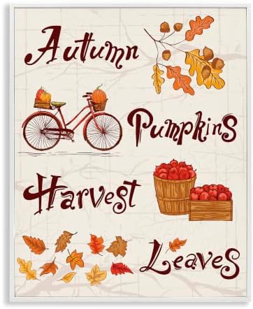 Autumn Pumpkins Harvest Leaves, 16 x 20 Inch Framed Giclée Print by StupellIndustries
