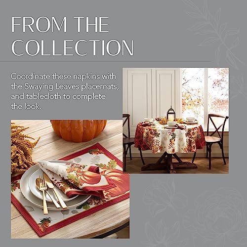 Elrene Home Fashions Swaying Leaves Bordered Fall Napkins, Seasonal Dinner Napkins for Formal or Everyday Use, 17" x 17", Set of 8 - Image 6