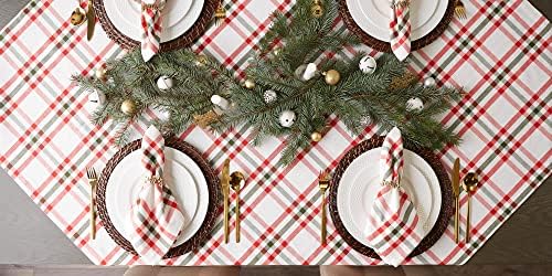 DII Jolly Christmas Tree Collection Holiday Table & Kitchen Décor, Tablecloth, 52x52, Christmas Plaid - Image 6