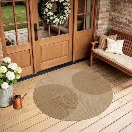 Non-Slip Jute Rug for Entryway: 3x3 Outdoor Mat - Geometric Arch Pattern | Safe Walking for Family All Day and Help with Cutting Slip Falls by 70%