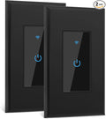 Lesim Smart Switch 2.4GHz WiFi Light Switch 2Pack Compatible with Alexa and Google Home, Single Pole, Needs Neutral Wire (Black), B602-2Gang