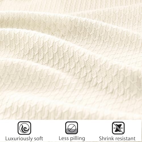 Madison Park 100% Egyptian Cotton King Size Bed Blanket for Summer Ivory | Cozy Soft Breathable Durable, Waffle Weave Woven Casual, Lightweight Knit All Season Throw for Bed Couch or Sofa, OEKO TEX