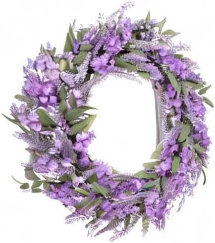 30" Artificial Lavender Floral Spring Wreath with Green Leaves