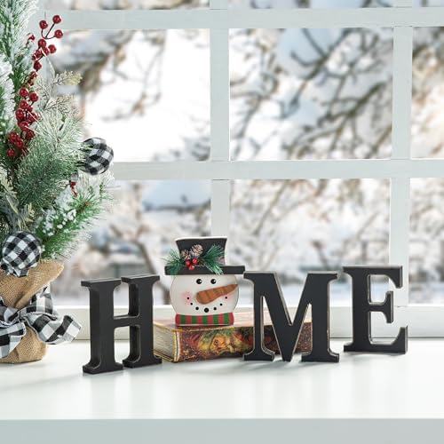 Glitzhome Interchangeable Home Sign with 10 Seasonal Icons Wooden Sign Table Top Shelf Decor for Holiday Farmhouse Door Welcome DIY Decor - Image 3