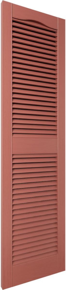 Ekena Millwork Lifetime Vinyl LL1S14X03900RD Standard Cathedral Top Center Mullion, Open Louver Vinyl Shutters, w/Installation Shutter-Lok's & Matching Screws (Per Pair), 14 1/2"W x 39"H, Burgundy Red