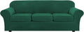 H.VERSAILTEX Modern Velvet Plush 4 Piece High Stretch Sofa Slipcover Furniture Protector Form Fit Velvet Extra Large Sofa Cover for 3 Cushion Couch Width Up to 105 Inch(XL Sofa, Vintage Green)