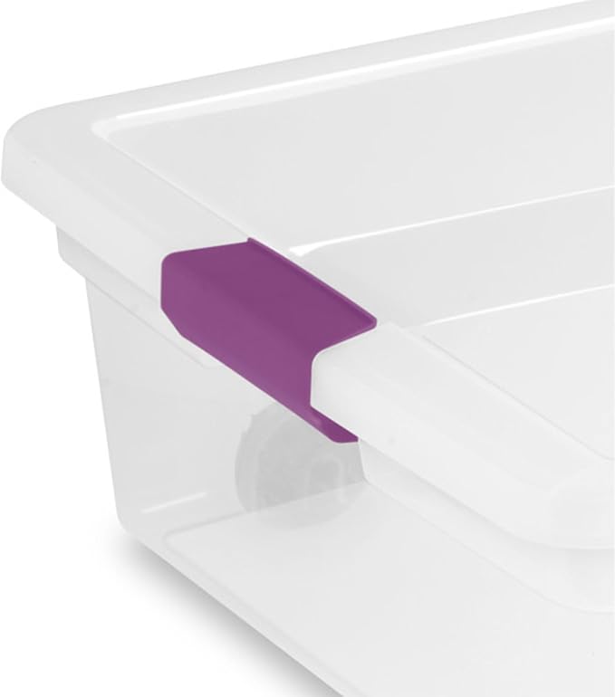 Sterilite 12-Pack ClearView Latch Box, Wheeled Underbed Organizer Bins for Home, 60 Quart | Clear Plastic Organizer Bins with Color Accent Latches and Wheels for Closet, Home Bedroom and Dorm Room
